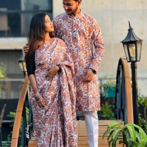 Charizma Couple Set Saree & Punjabi Digital Print