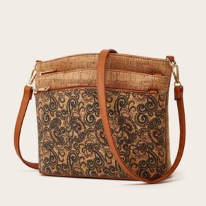 Zijinling Cork Crossbody Bag – Printed Square Design