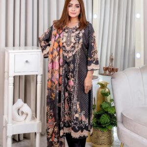 ZENA Digital Printed Three Piece Set with Georgette Dupatta