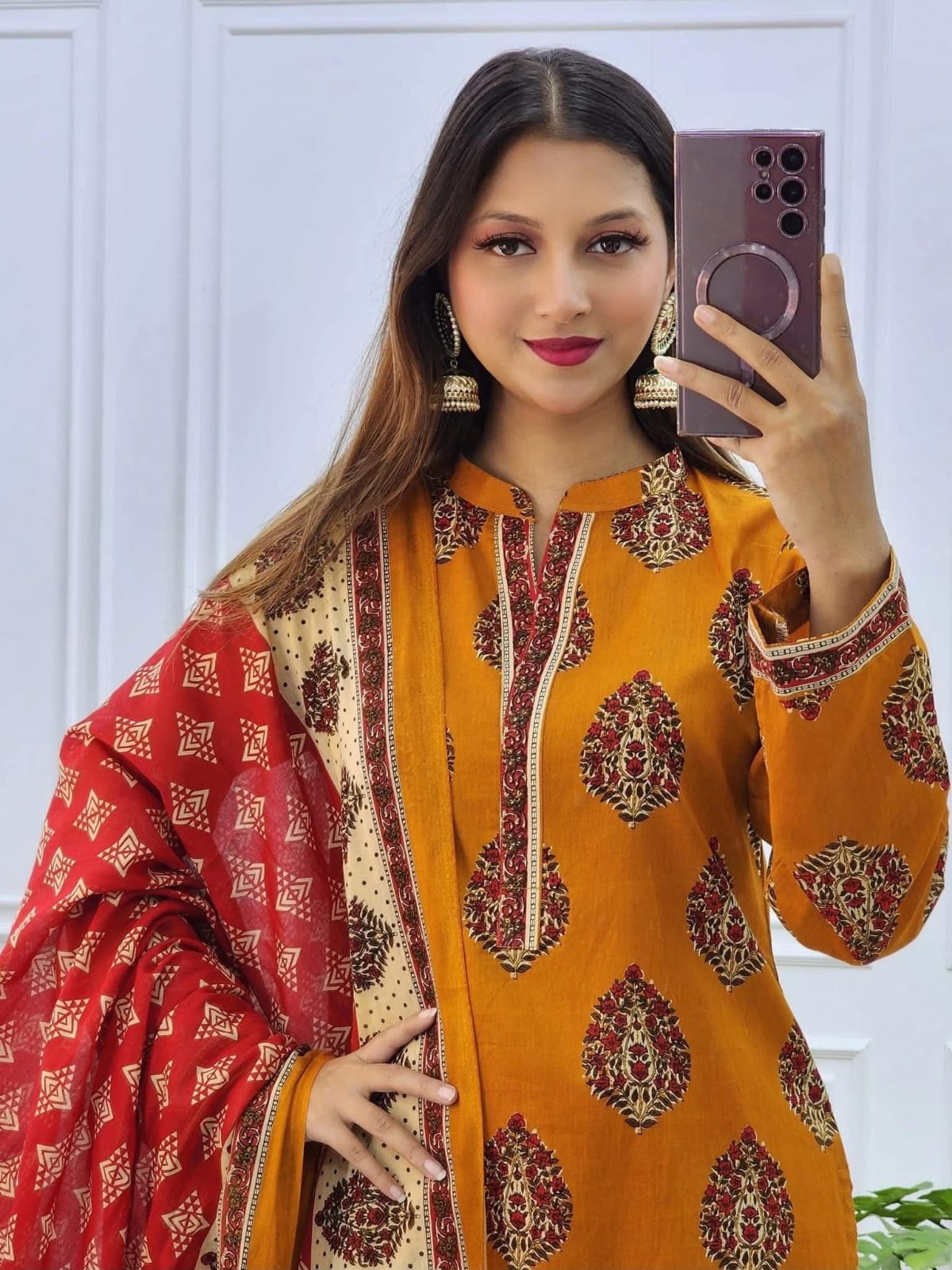 Mustard & Blue Digital Printed Three Piece - Image 4