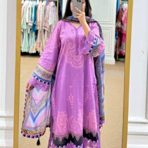 Lavender Digital Printed Three Piece