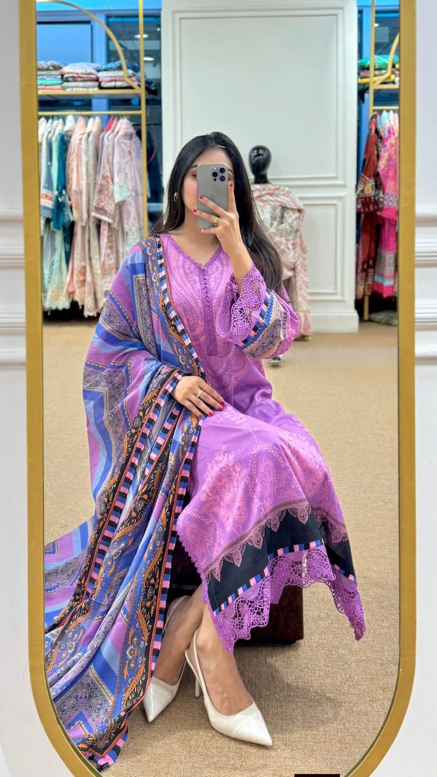 Lavender Digital Printed Three Piece - Image 3