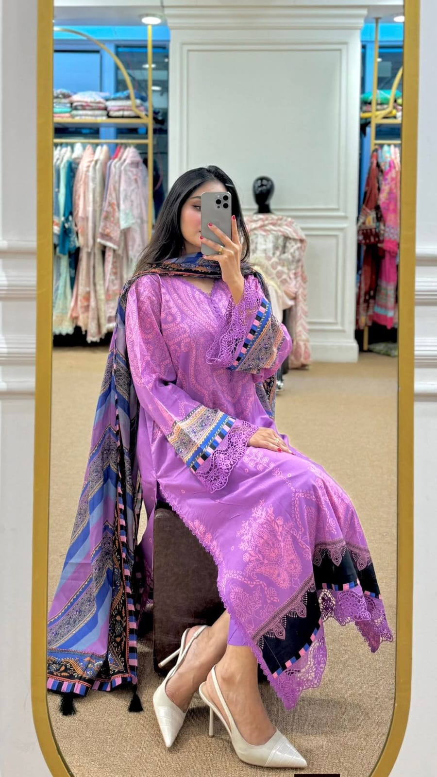 Lavender Digital Printed Three Piece - Image 2