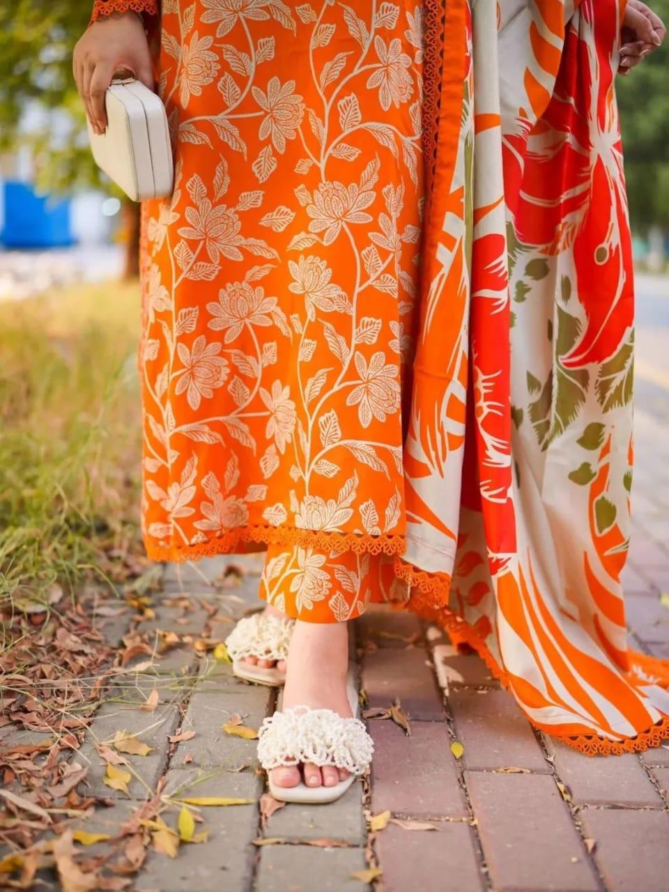 Saffron Digital Printed Three Piece - Image 4