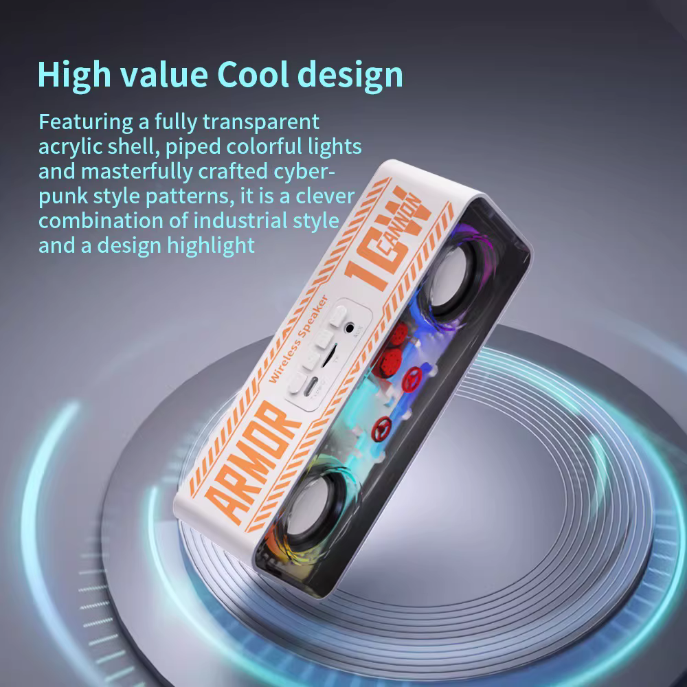 V1/V8 Transparent Mecha Bluetooth Speaker - Image 2