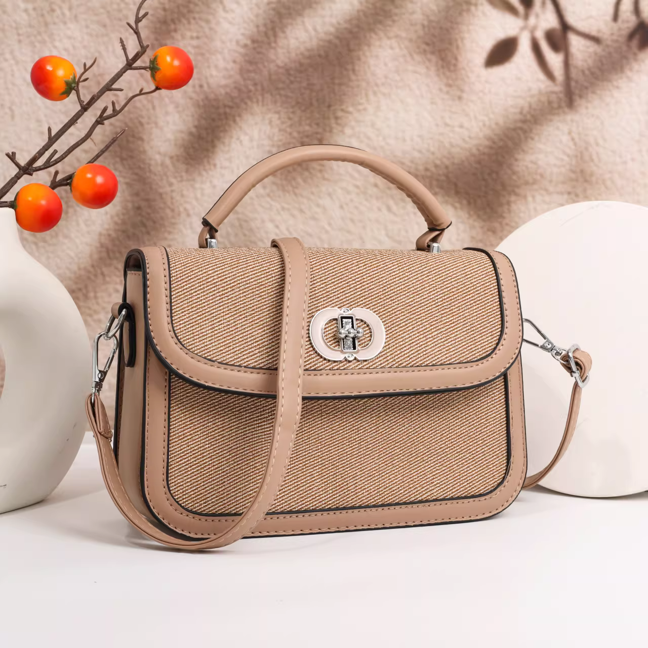 Retro Splicing Women’s Crossbody Handbag