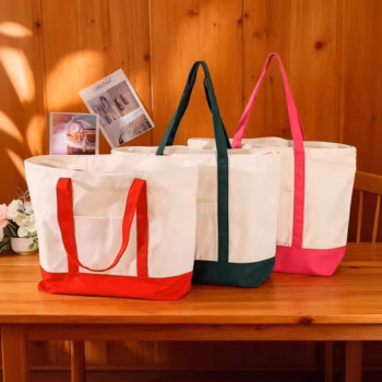Contrast Cotton Canvas Tote Bag