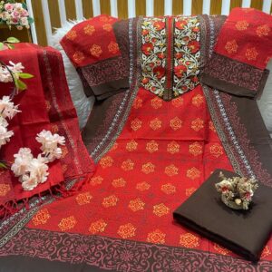 Premium Embroidered Three Piece